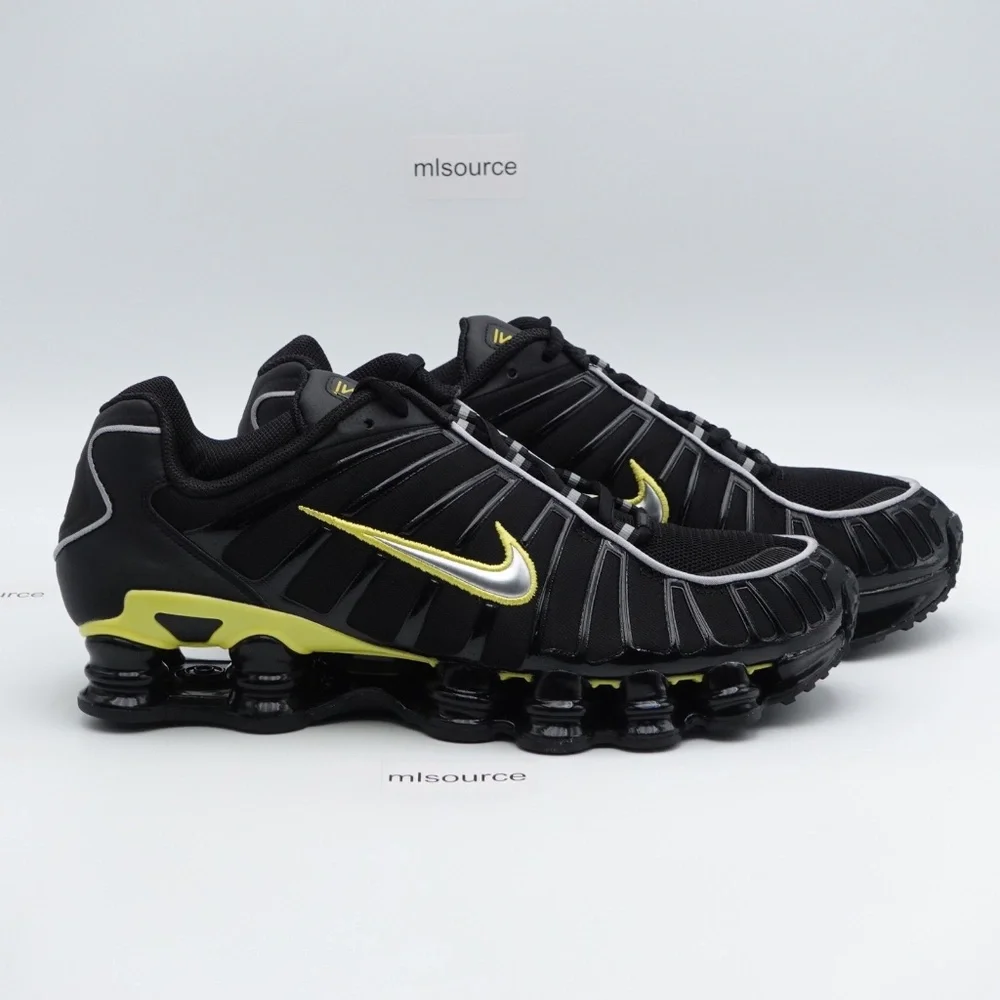 NEW Size 11.5 Men's Nike Shox TL Sneakers CN0151-002 Black/Dynamic Yellow-Silver - Picture 3 of 8
